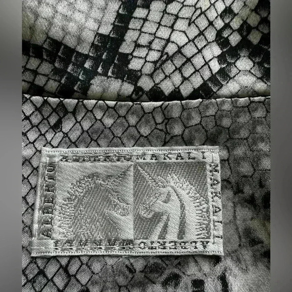 Alberto Makali Womens 100% Silk Snakeskin Blazer Jacket Fitted Glam Designer XS* - Picture 7 of 10